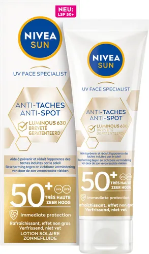 NIVEA SUN Face Luminous Anti-Spot Gezichtscrème - Zonnebrand - SPF 50+ - Anti Pigmentvlekken - Beschermt en egaliseert - 40 ml
