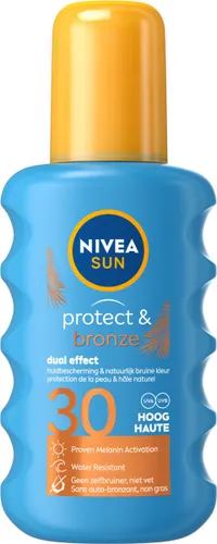NIVEA SUN Protect & Bronze Zonnebrand Spray - SPF 30 - Zonnespray - Waterproof - Beschermt en stimuleert een bruine huid - Met pro-melanine extract -...