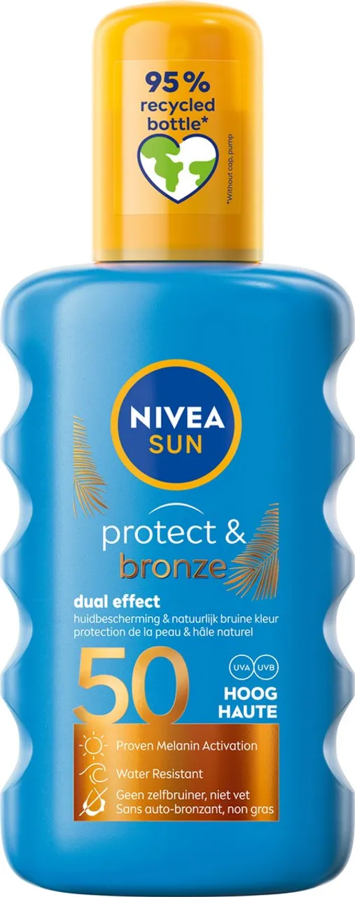 NIVEA SUN Protect & Bronze Zonnebrand Spray - SPF 50 - Zonnespray - Waterproof - Beschermt en stimuleert een bruine huid - Met pro-melanine extract -...