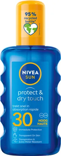 NIVEA SUN Protect & Dry Touch Transparante Zonnebrand Spray - SPF 30 - Waterbestendig - Geen witte strepen - 200 ml