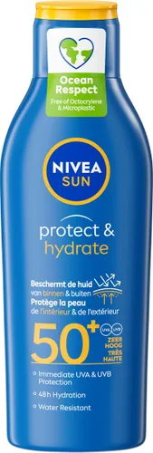 NIVEA SUN Protect & Hydrate Zonnemelk - SPF 50 - Zonnebrand - Beschermt en hydrateert - 200 ml