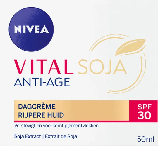 NIVEA VITAL Soja Anti-Age Beschermende Dagcrème - Rijpe huid - SPF 30 - Vermindert pigmentvlekken - Met Sojaextract - 50 ml