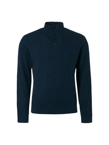 No Excess Half-zip Pullover + Button Solid Jacquard Rib Night   