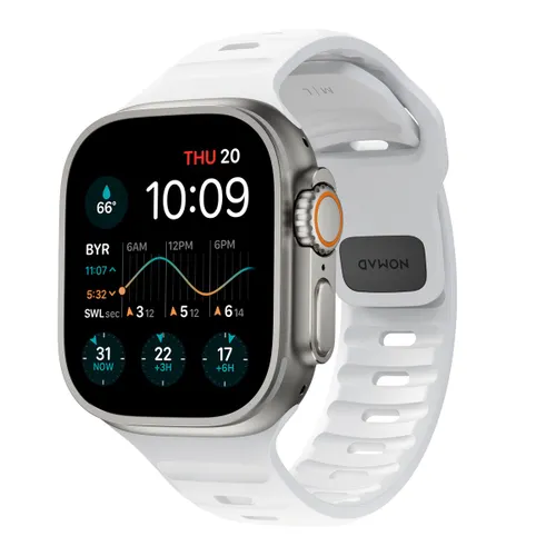 Nomad Sport Band - Horlogeband gemaakt van FKM rubber- Geschikt voor Apple® Watch 45/49 mm Wit