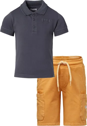 Noppies - Bio kledingset - 2delig - broek Glan Amber Gold - polo shirt Giresum Grijs