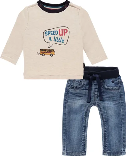 Noppies - Kledingset - 2delig - Jeans denim - shirt oatmeal met print