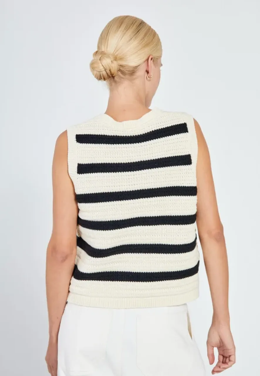 Norr Stilla blocking knit tank black stripe -