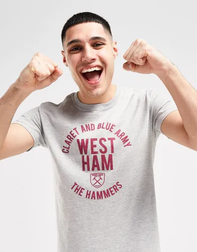 Official Team West Ham United FC Claret And Blue Army T-Shirt, Grey