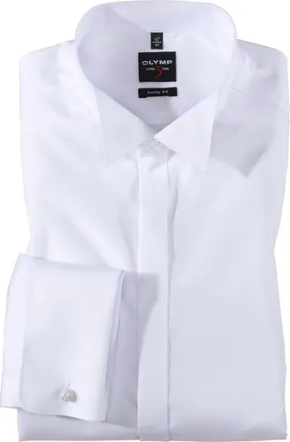 OLYMP Level 5 body fit overhemd - mouwlengte 7 - smoking overhemd - wit met wing kraag - Strijkvriendelijk - Boordmaat: 38