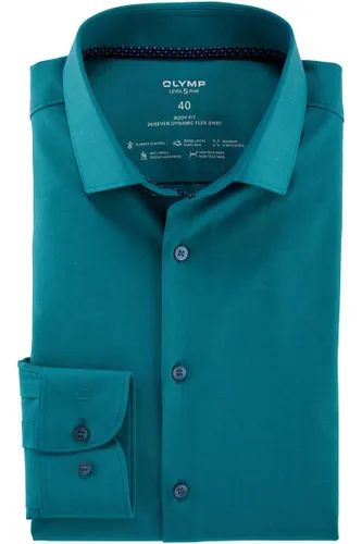 OLYMP Level Five 24/Seven Dynamic Flex Body Fit Overhemd smaragd, Effen