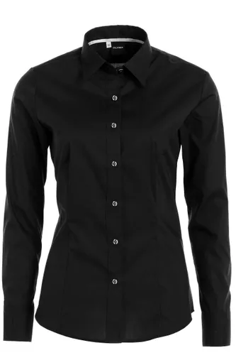 OLYMP Level Five Slim Fit Dames Overhemd zwart, Effen