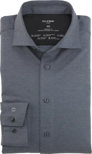 OLYMP Luxor 24/7 modern fit overhemd - tricot - antraciet dessin - Strijkvriendelijk - Boordmaat: 41