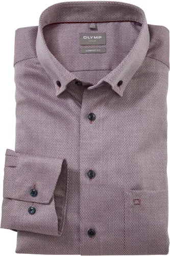 OLYMP Luxor Comfort Fit Overhemd donkerrood, Gestructureerd