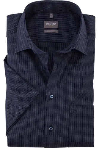 OLYMP Luxor Comfort Fit Overhemd Korte mouw donkerblauw/wit