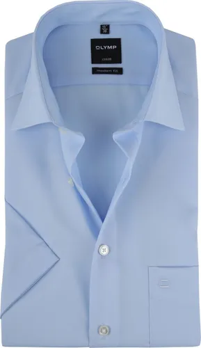 OLYMP Luxor modern fit overhemd - korte mouw - lichtblauw - Strijkvrij - Boordmaat: 45