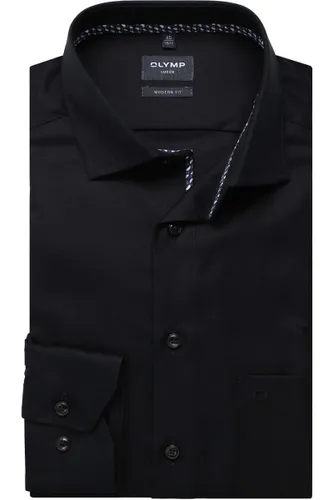 OLYMP Luxor Modern Fit Overhemd zwart, Effen
