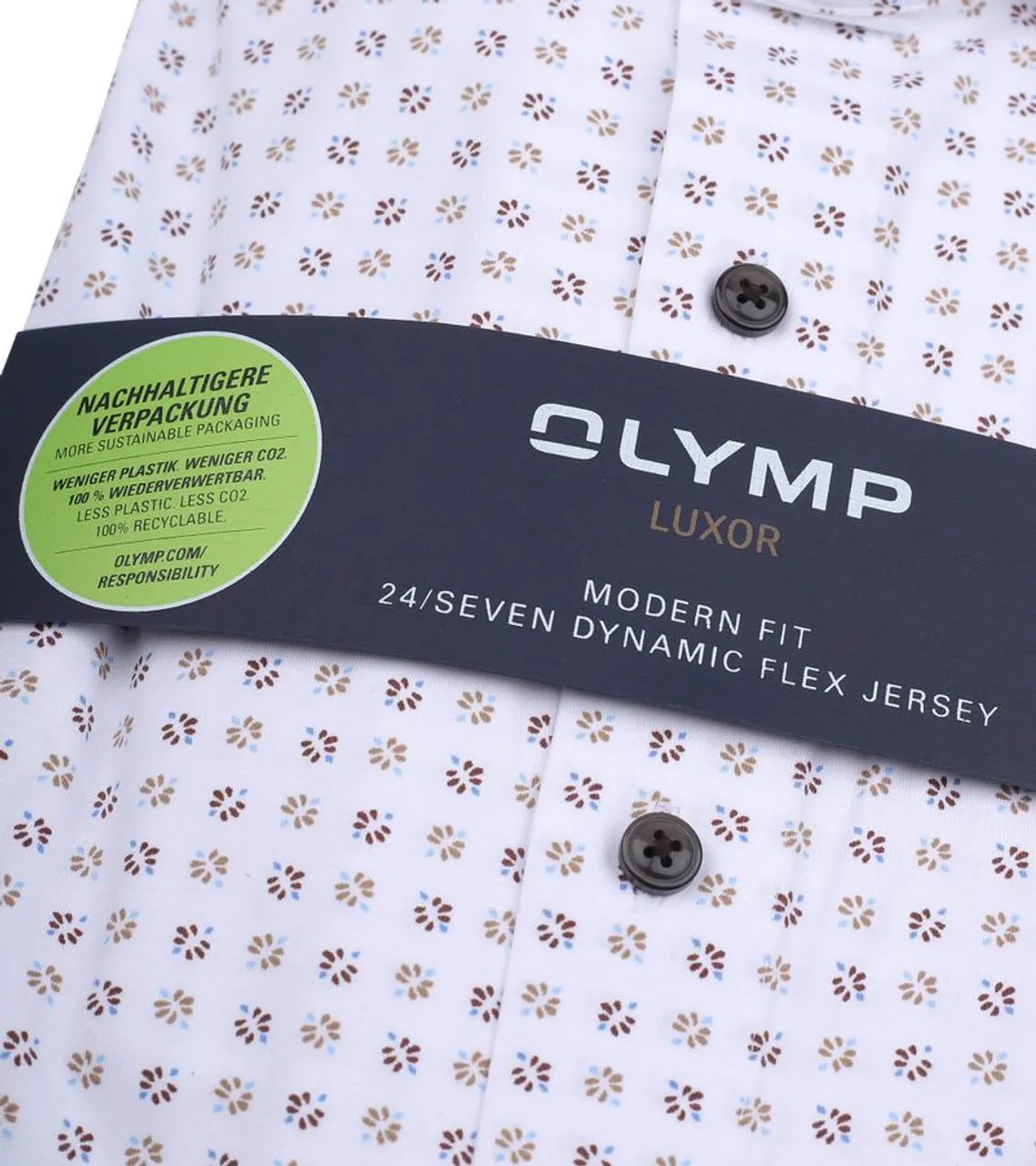 Olymp Luxor Overhemd Print Wit