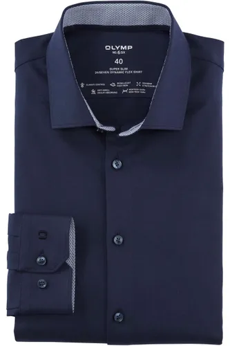 OLYMP No. Six 24/Seven Dynamic Flex Super Slim Overhemd ML6 (vanaf 68 CM) nachtblauw