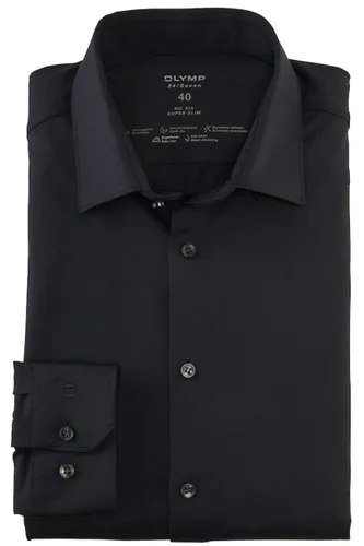 OLYMP No. Six Dynamic Flex Super Slim Jersey shirt zwart, Effen