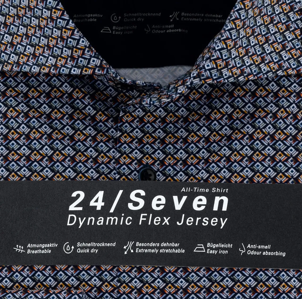 Olymp Overhemd Luxor 24/Seven Modern Fit Print Blauw   