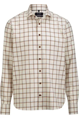 OLYMP SIGNATURE Casual Tailored Fit Overhemd ecru, Ruit