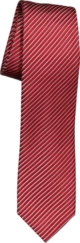 OLYMP smalle stropdas - rood-grijs gestreept