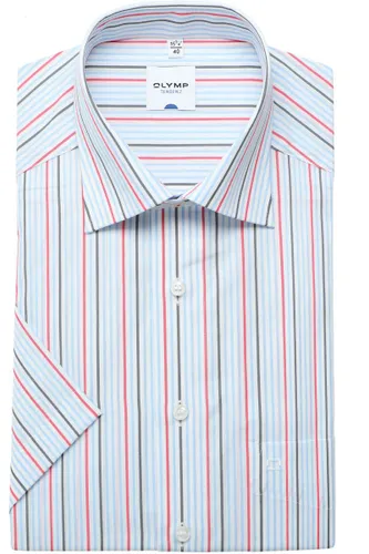 OLYMP Tendenz Regular Fit Overhemd Korte mouw grijs/wit