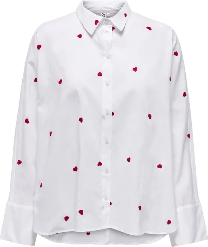 Only Blouse Onlnew Lina Grace Ls Emb Shirt Noos 15283743 Bright White/heart Dames