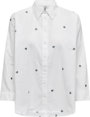 Only Blouse Onlnew Lina Grace Ls Emb Shirt Noos 15283743 Bright White/sagebrush Dames