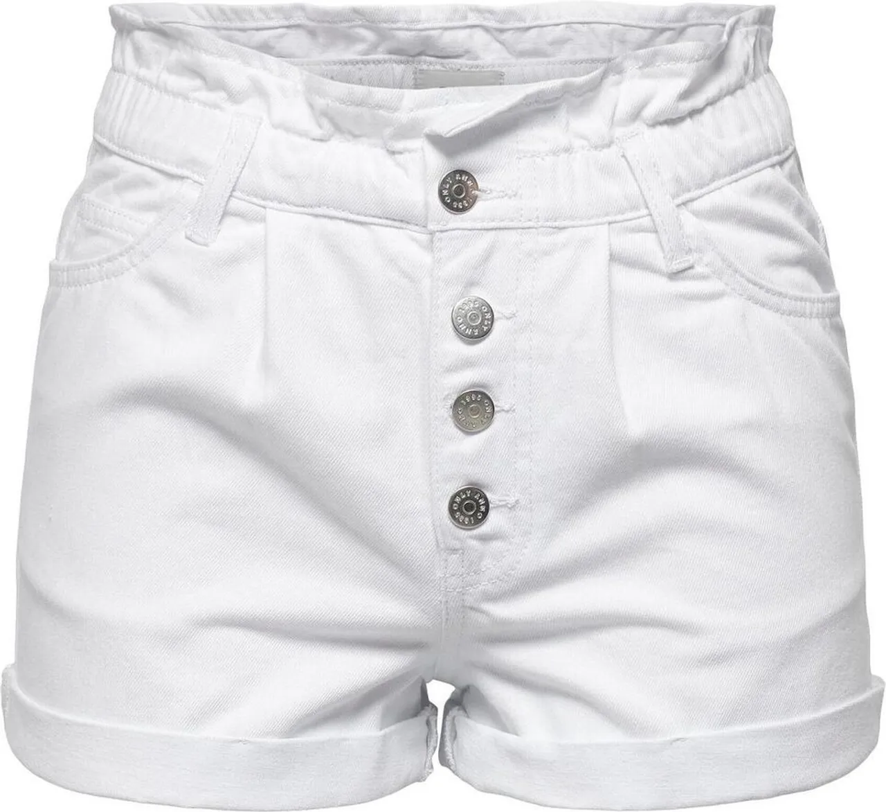 Only Broek Onlcuba Paperbag Dnm Shorts Noos 15200196 White Dames