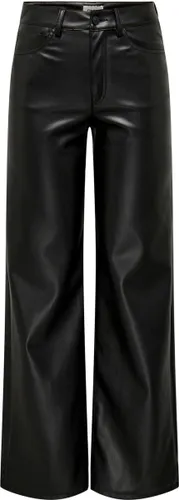 Only ONLMADISON HW WIDE FX LEATH PANT - Blac Black
