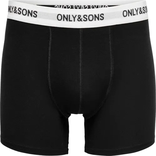 Only & Sons Onderbroek Onsfitz Solid Black Boxer 3pack Noo 22028589 Black Detail White Waist Mannen