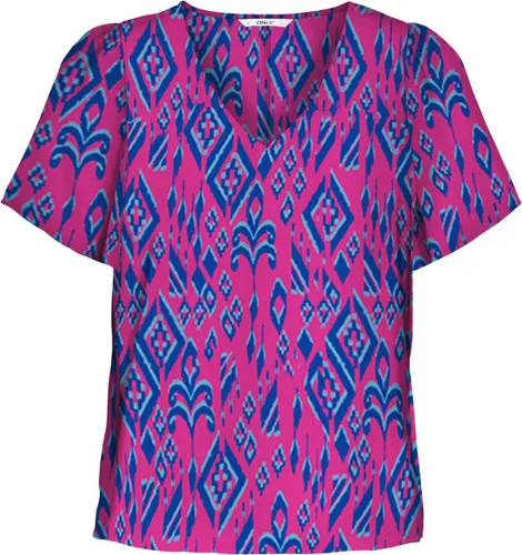 Only T-shirt Onlalma Life Poly S/s V-neck Top Ao 15233223 Fuchsia Purple/ 446 Rockin Dames