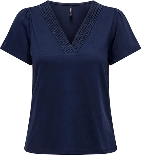 Only T-shirt Onlbenita S/s V-neck Top Jrs 15294612 Evening Blue Dames
