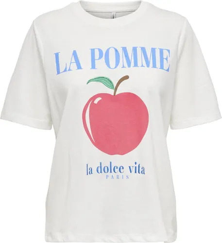Only T-shirt Onlbone Life S/s La Pomme Top Box J 15324124 Cloud Dancer/pomme Dames