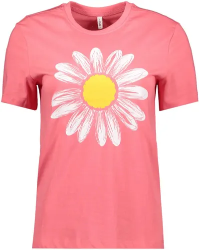 Only T-shirt Onlcecilia Life O Neck Tee Cs Jrs 15334682 Coral Paradise/daisy Dames