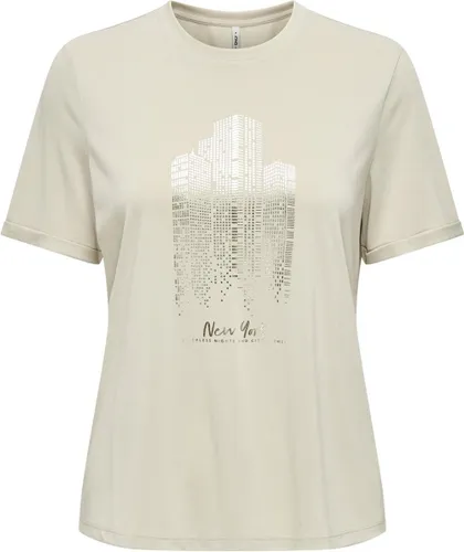 Only T-shirt Onlfree Life Reg S/s City Top Box J 15324129 Pumice Stone/new York Dames