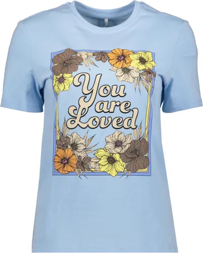 Only T-shirt Onlfreya Reg S/s Flower Top Box Jrs 15290566 Cleae Sky/wild Dames