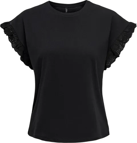 Only T-shirt Onliris S/s Emb Top Jrs 15255618 Black Dames
