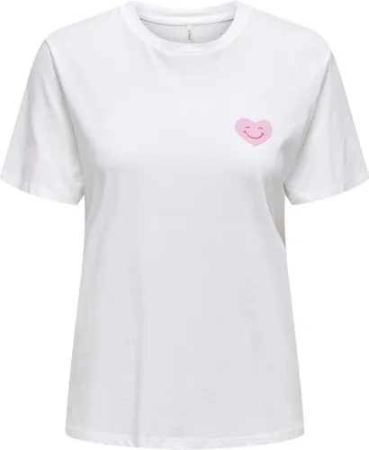 Only T-shirt Onllucia Reg S/s Top Jrs 15324866 Bright White/ Good Times Dames