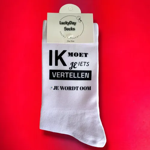 Oom - Je wordt Bonus Oom - Gift - Zwanger - Verrasing voor oom Sokken met tekst - Witte sokken - Cadeau voor man - leuke Oom cadeautje - Kado - Sokken