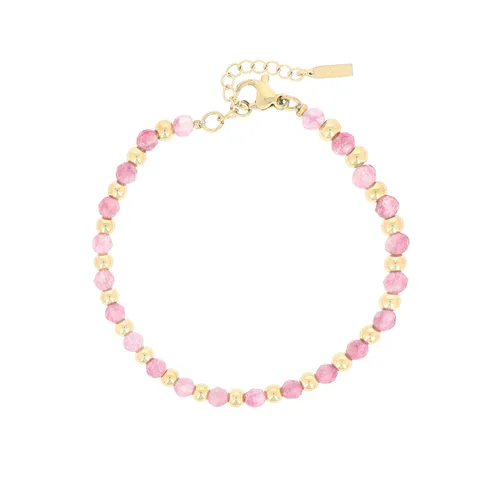 OOZOO Jewellery - goudkleurige armband met roze natuursteentjes - SB-1025