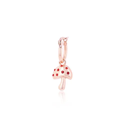 OOZOO Jewellery - Rosé goudkleurig/rode oorring met een paddenstoel bedeltje - SE-3011