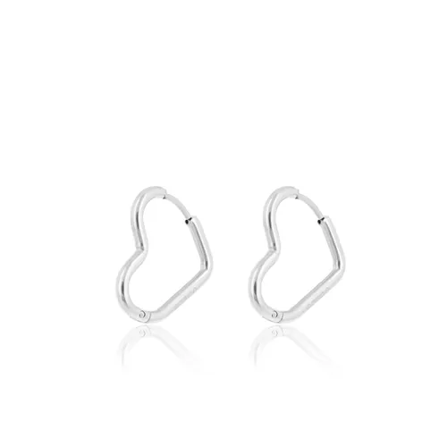 OOZOO Jewellery - Zilverkleurige oorringen met een hart vorm - SE-3044