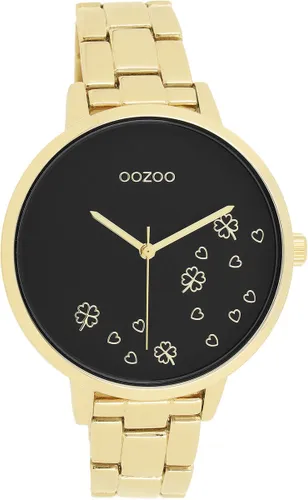 OOZOO Timepieces - Goudkleurige horloge met goudkleurige roestvrijstalen armband - C11124