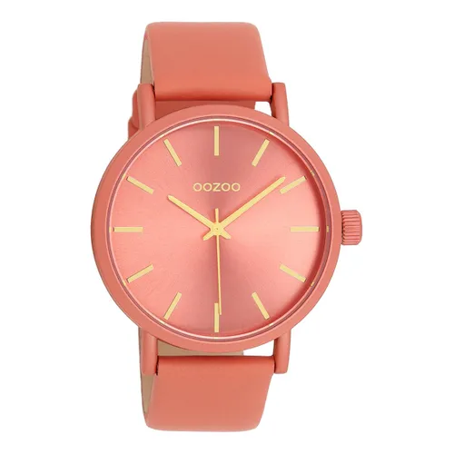 OOZOO Timepieces - Perzik roze OOZOO horloge met perzik roze leren band - C11194
