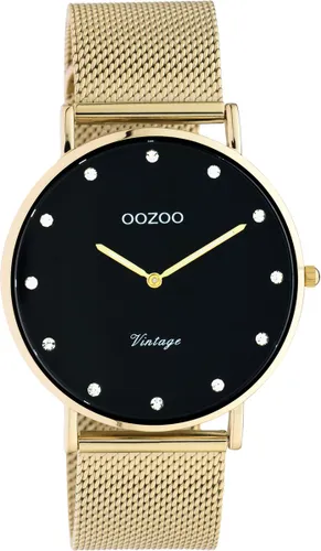 OOZOO Vintage series - goudkleurige horloge met goudkleurige metalen mesh armband - C20237 - Ø40