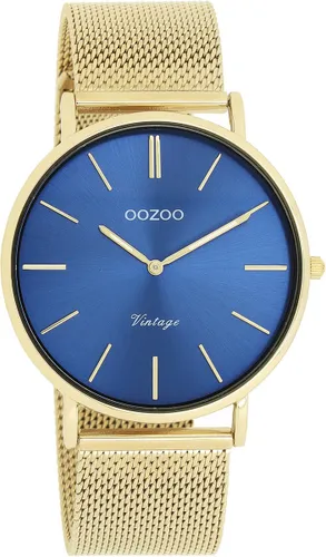 OOZOO Vintage series - Goudkleurige horloge met goudkleurige metalen mesh armband - C20290