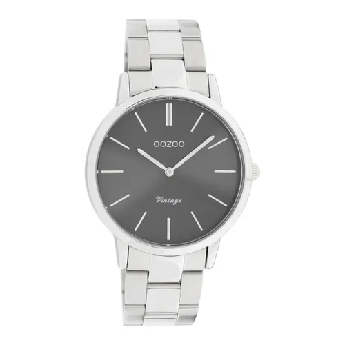 OOZOO Vintage series - zilverkleurige horloge met zilverkleurige roestvrijstalen armband - C20030 - Ø38