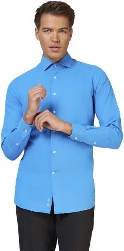 OppoSuits Blue Steel Shirt - Heren Overhemd - Casual Effen Gekleurd - Blauw